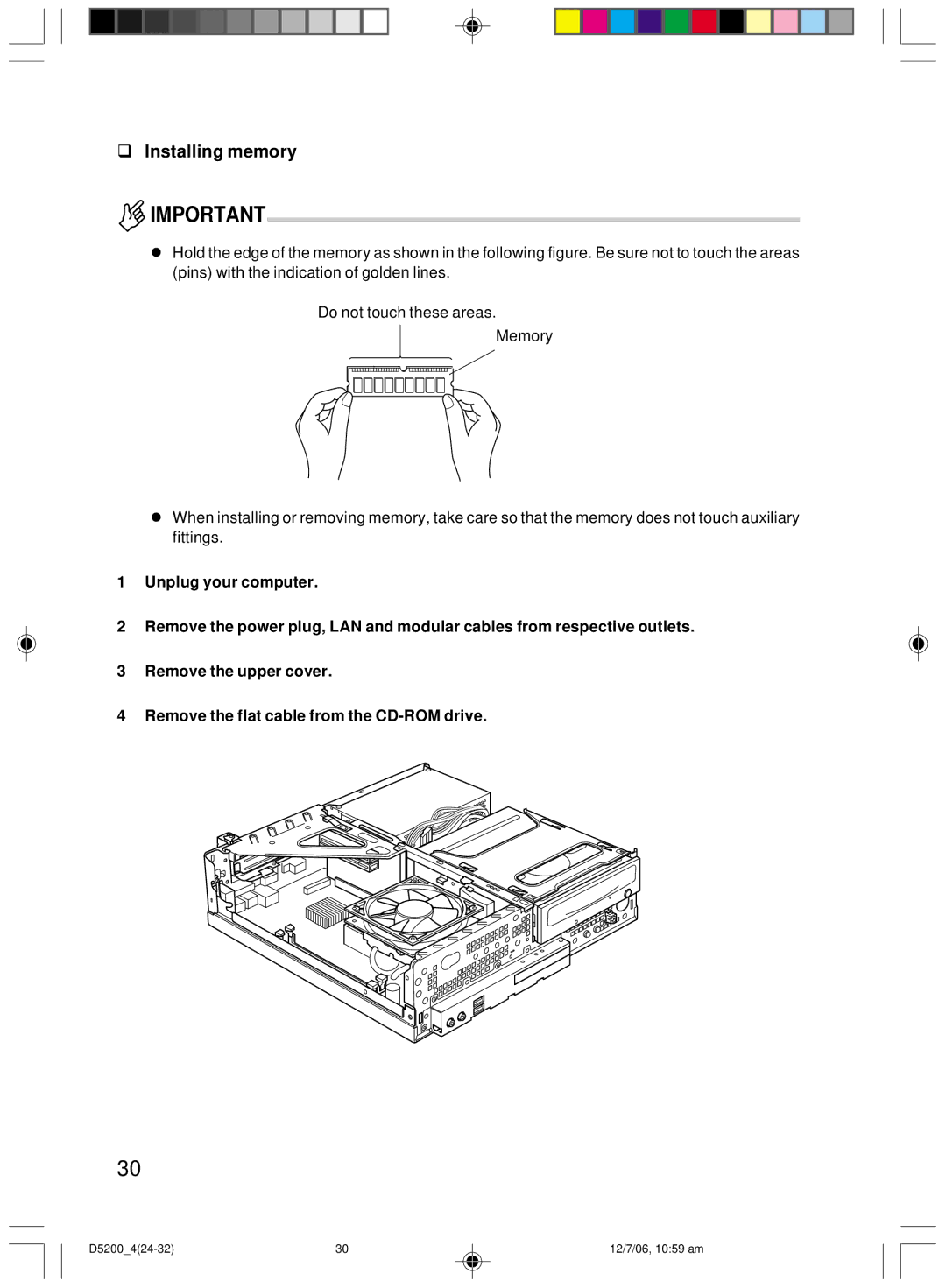 Fujitsu D5200 user manual Installing memory 