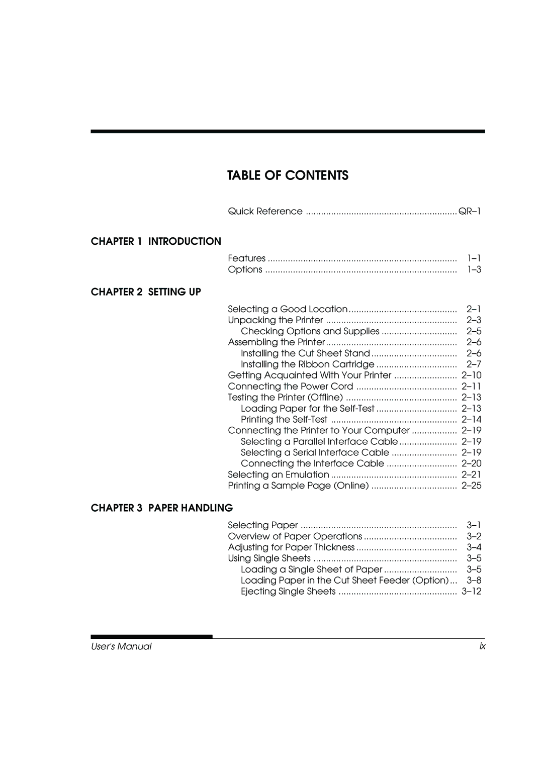 Fujitsu DL3800 manual Table of Contents 