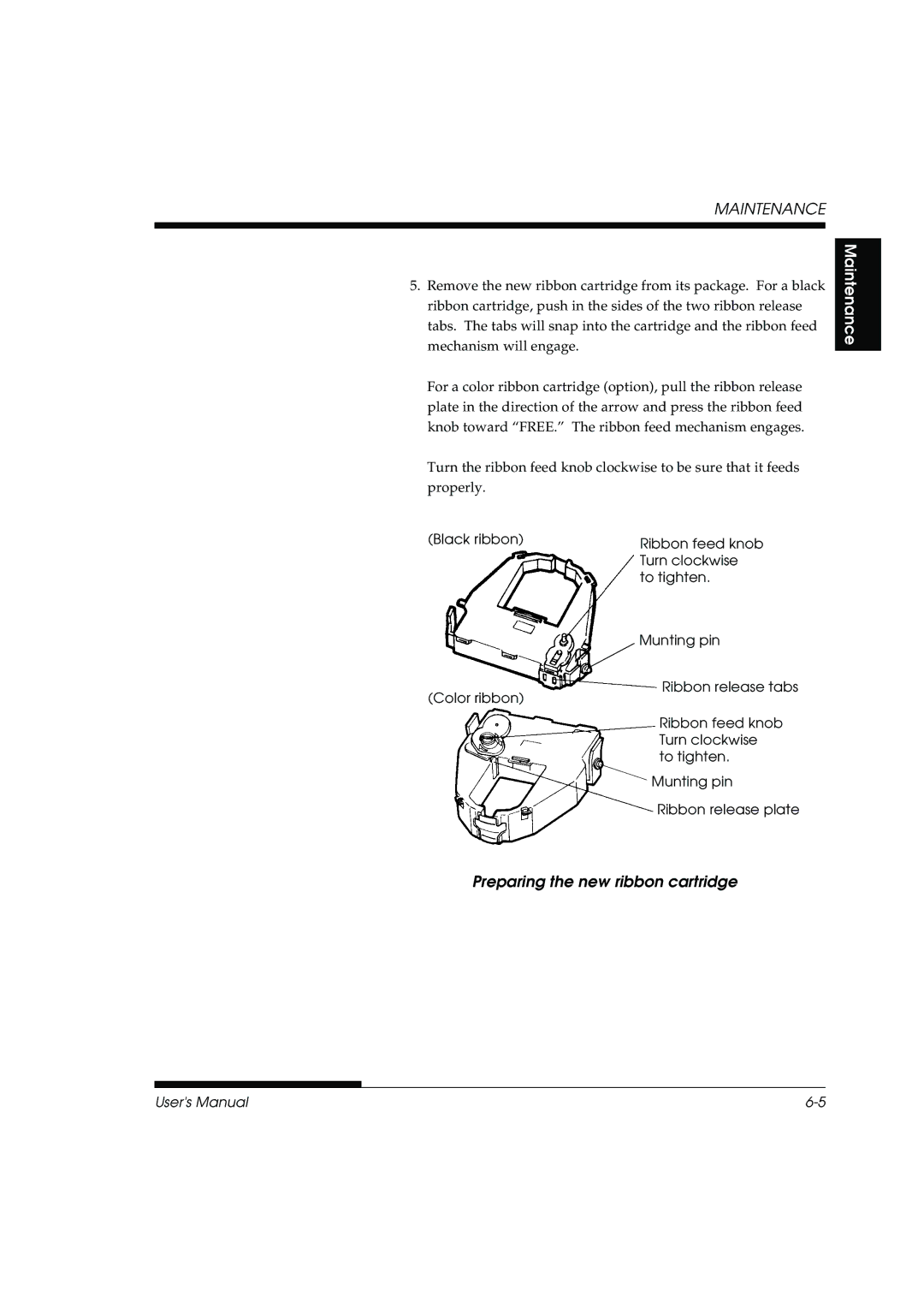 Fujitsu DL3800 manual Preparing the new ribbon cartridge 