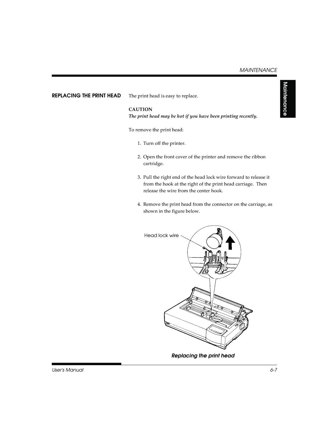 Fujitsu DL3800 manual Replacing the print head 