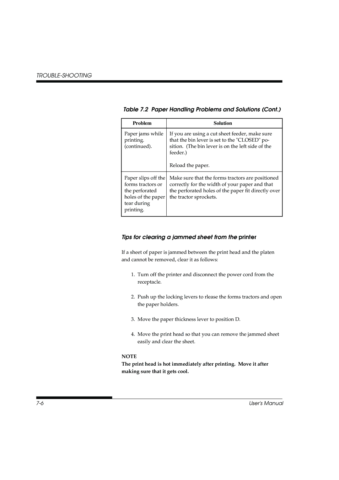 Fujitsu DL3800 manual Tips for clearing a jammed sheet from the printer 