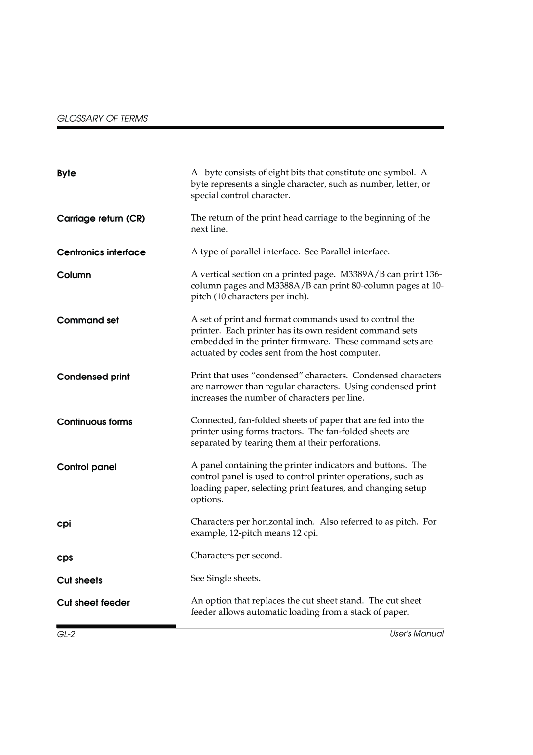 Fujitsu DL3800 manual Glossary of Terms 