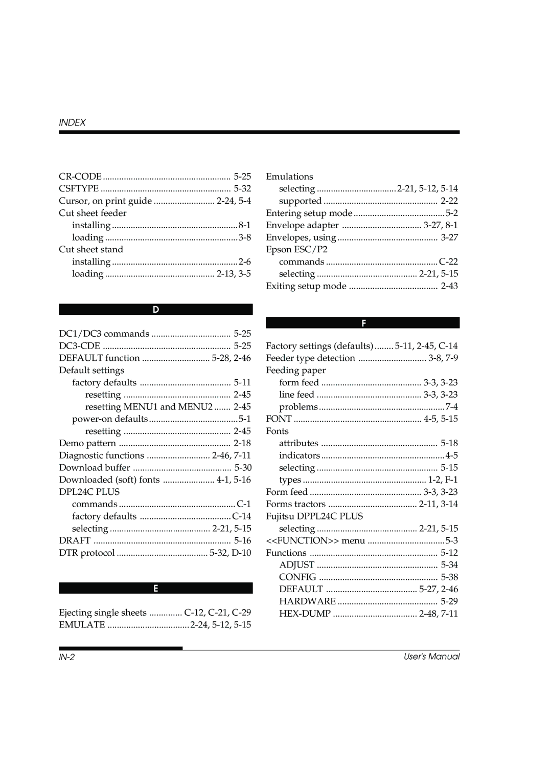 Fujitsu DL3800 manual Index, Cr-Code 