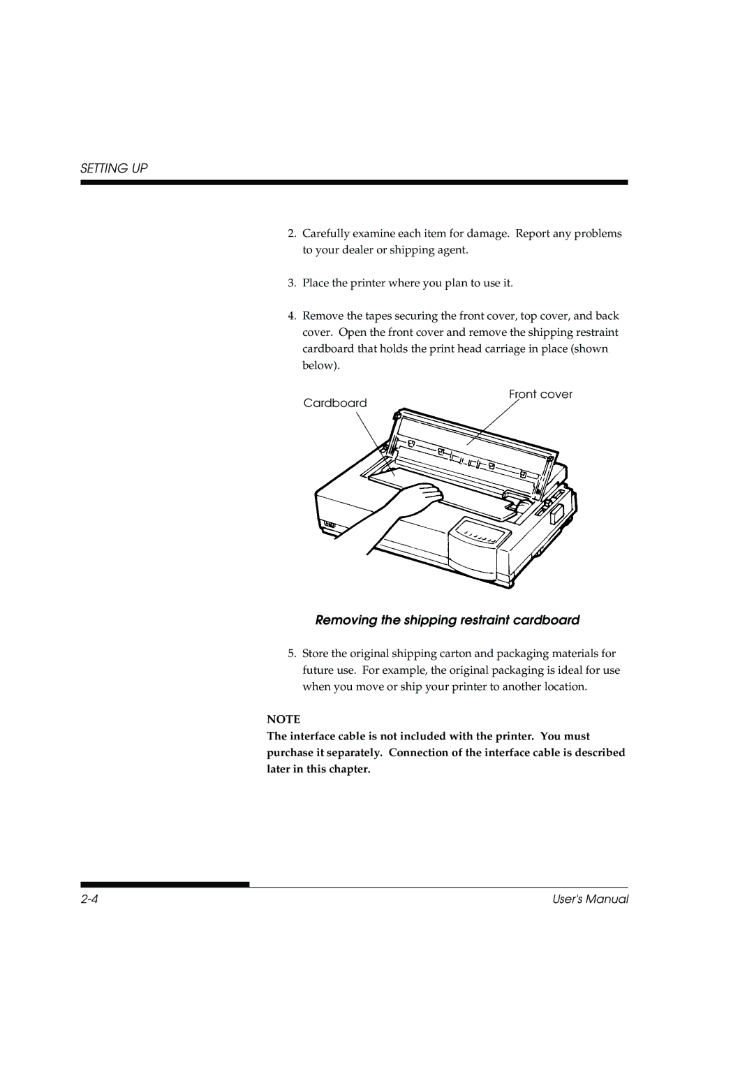 Fujitsu DL3800 manual Removing the shipping restraint cardboard 