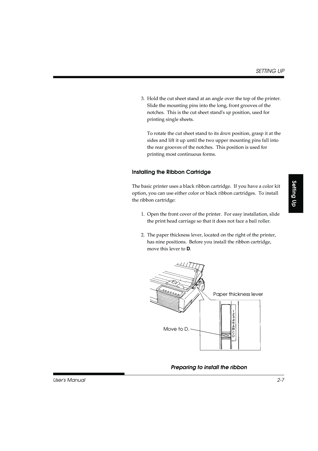 Fujitsu DL3800 manual Installing the Ribbon Cartridge, Preparing to install the ribbon 