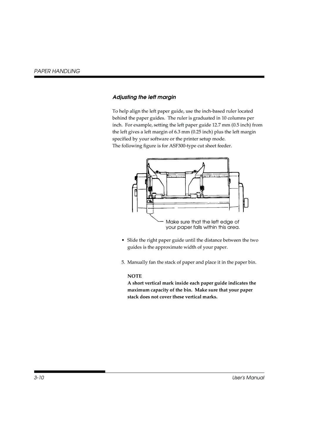 Fujitsu DL3800 manual Adjusting the left margin 