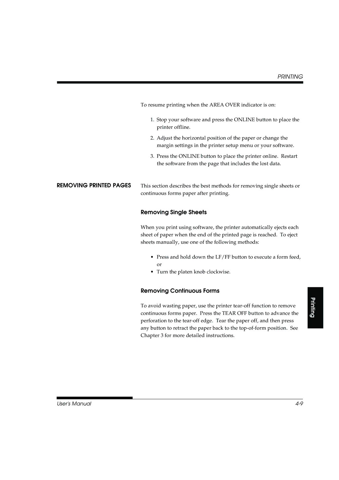 Fujitsu DL3800 manual Removing Single Sheets 