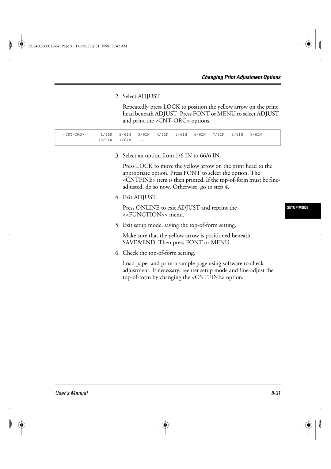 Fujitsu manual DL6400/6600 Book Page 31 Friday, July 31, 1998 1142 AM 