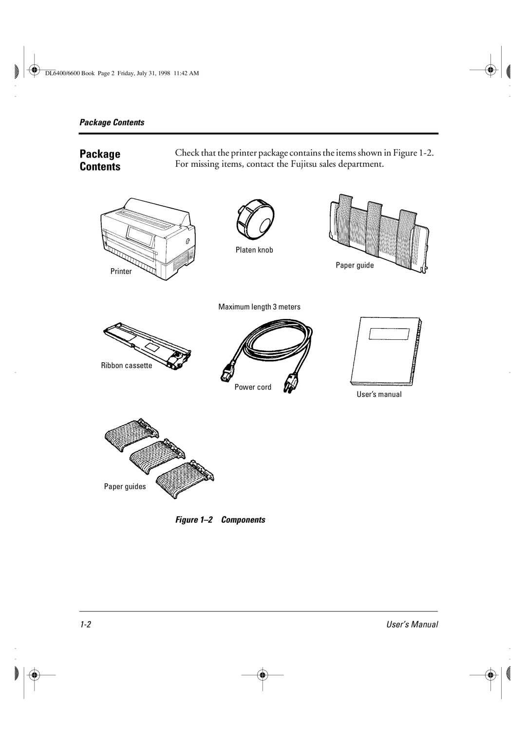 Fujitsu DL6400 manual Package, Contents 