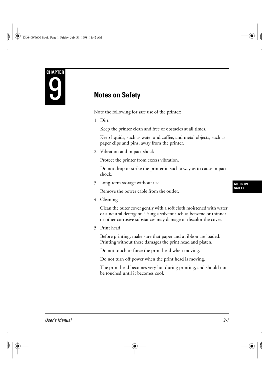 Fujitsu DL6400 manual Print head 