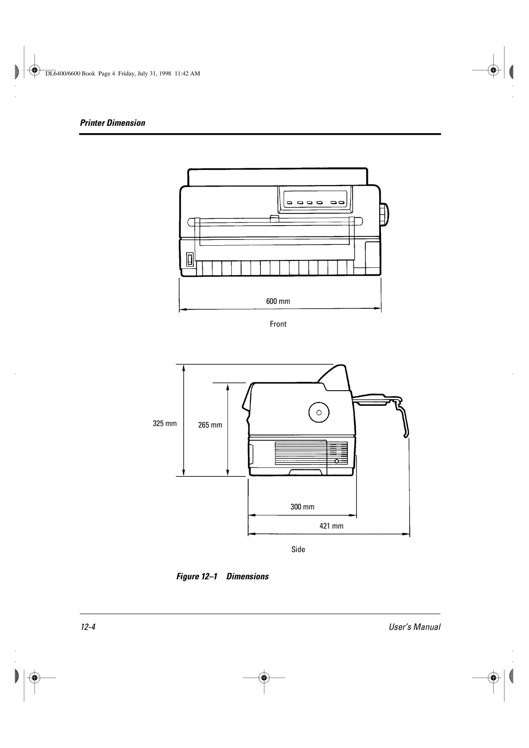 Fujitsu DL6400 manual Dimensions 