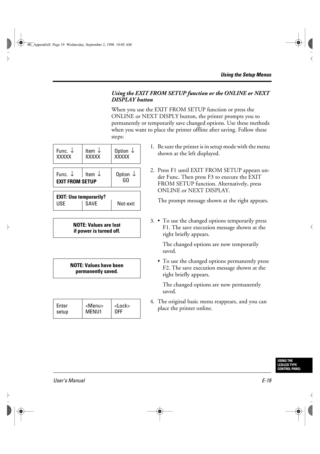 Fujitsu DL6400 manual Exit from Setup 