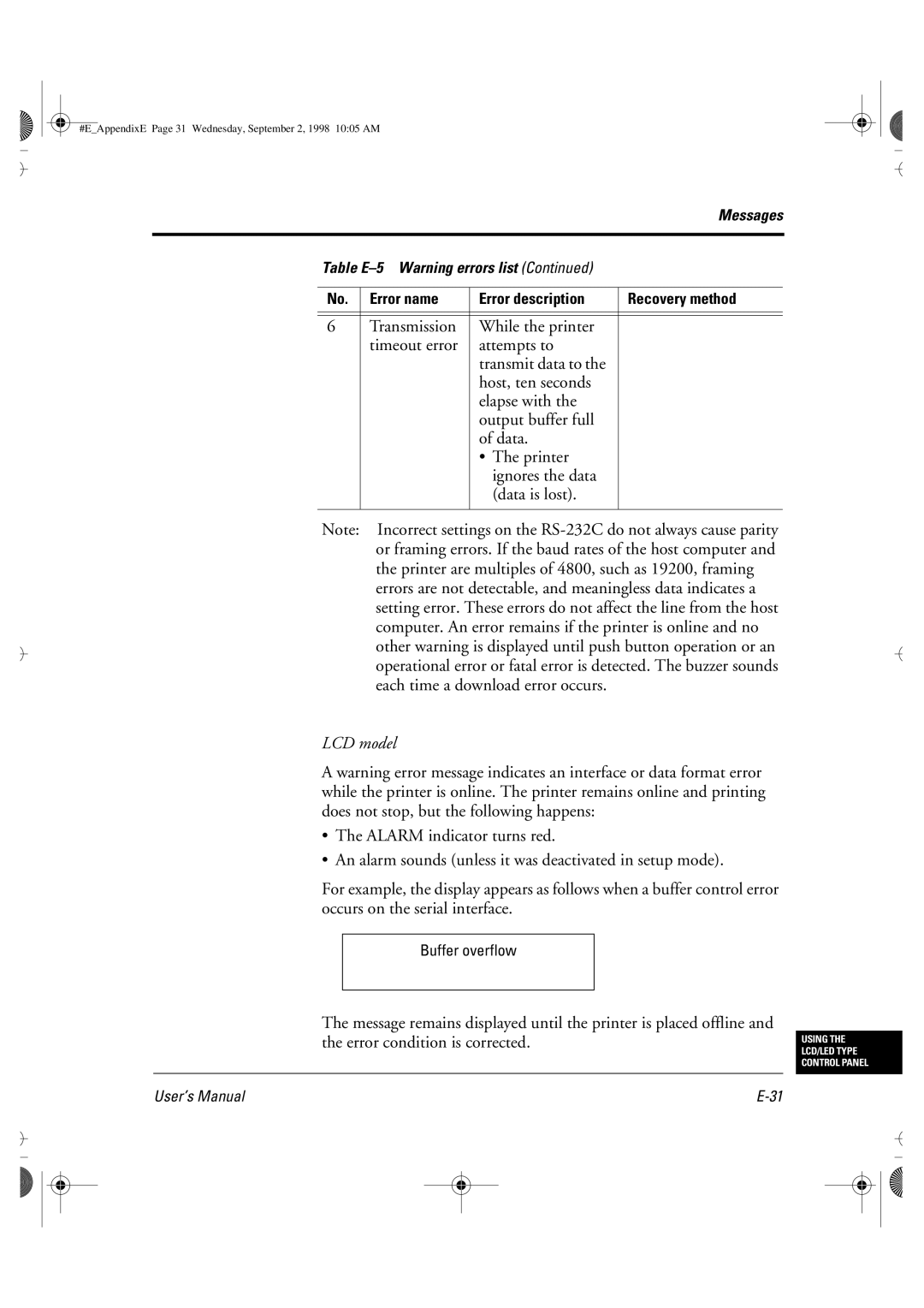 Fujitsu DL6400 manual Buffer overflow 