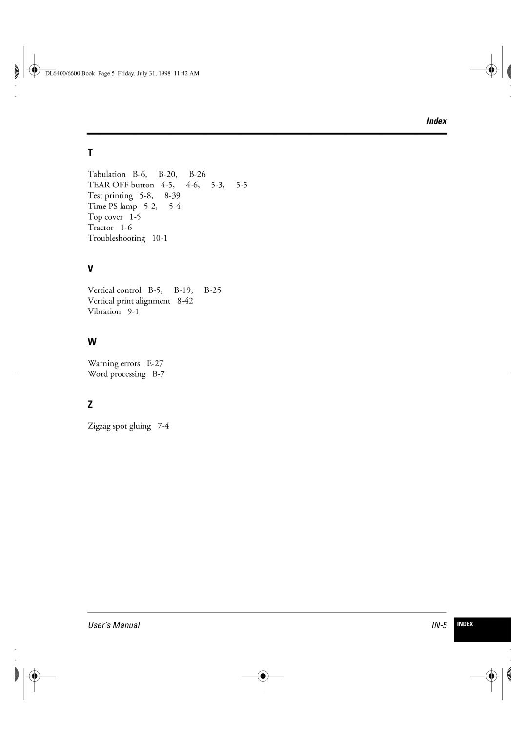 Fujitsu DL6400 manual IN-5 