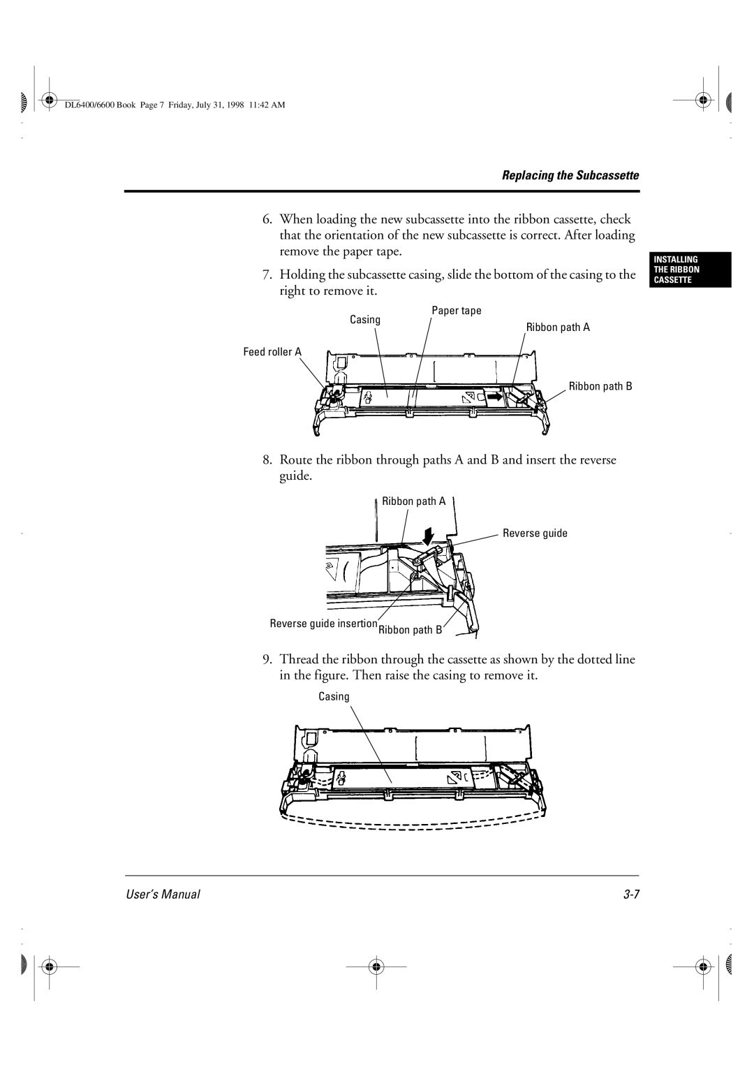 Fujitsu DL6400 manual Paper tape 