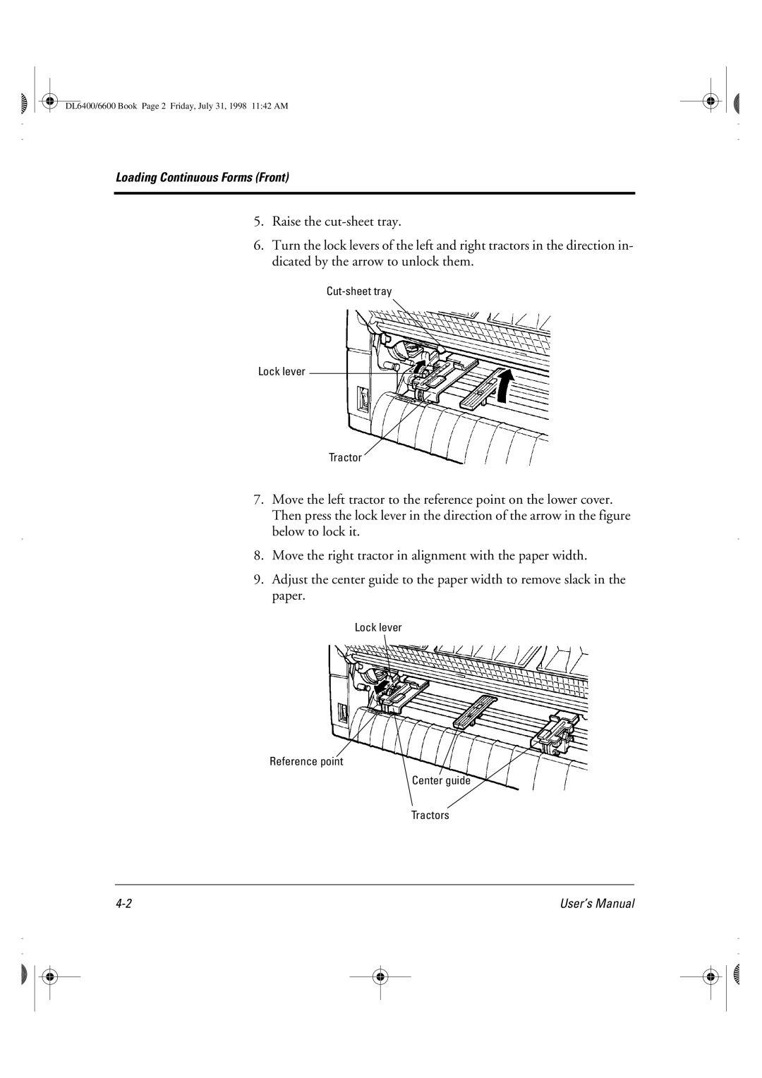 Fujitsu DL6400 manual Loading Continuous Forms Front 