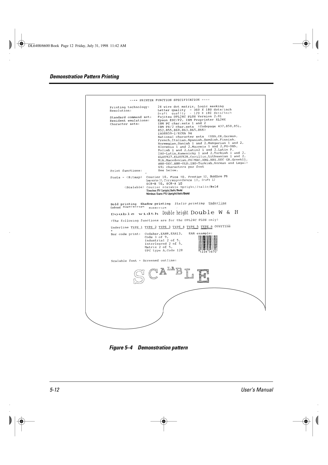 Fujitsu DL6400 manual Demonstration pattern 