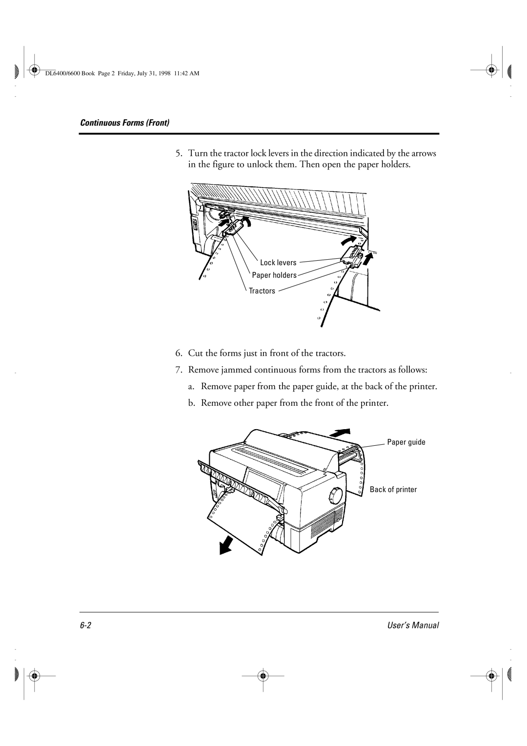 Fujitsu DL6400 manual Continuous Forms Front 