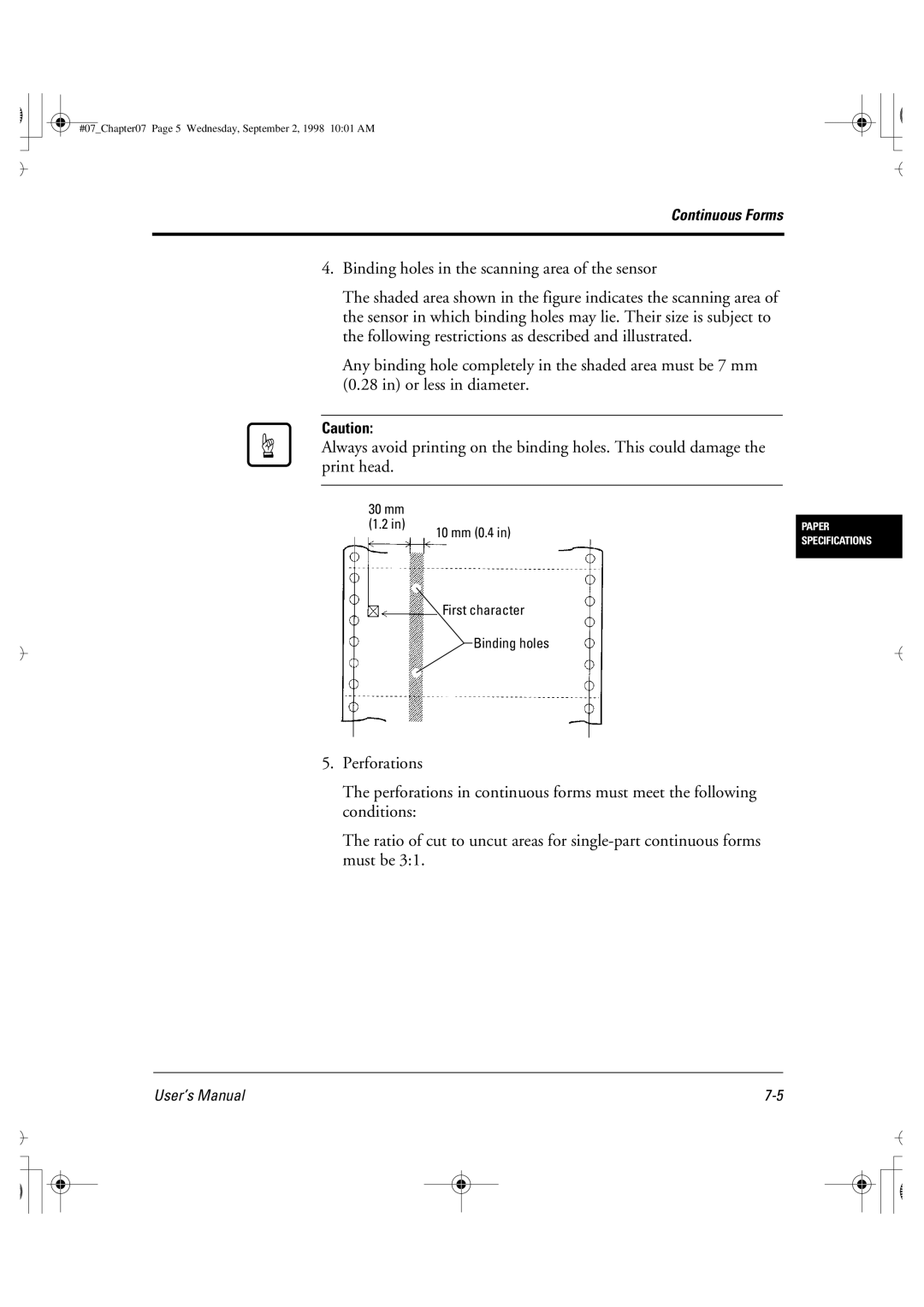 Fujitsu DL6400 manual 30 mm 