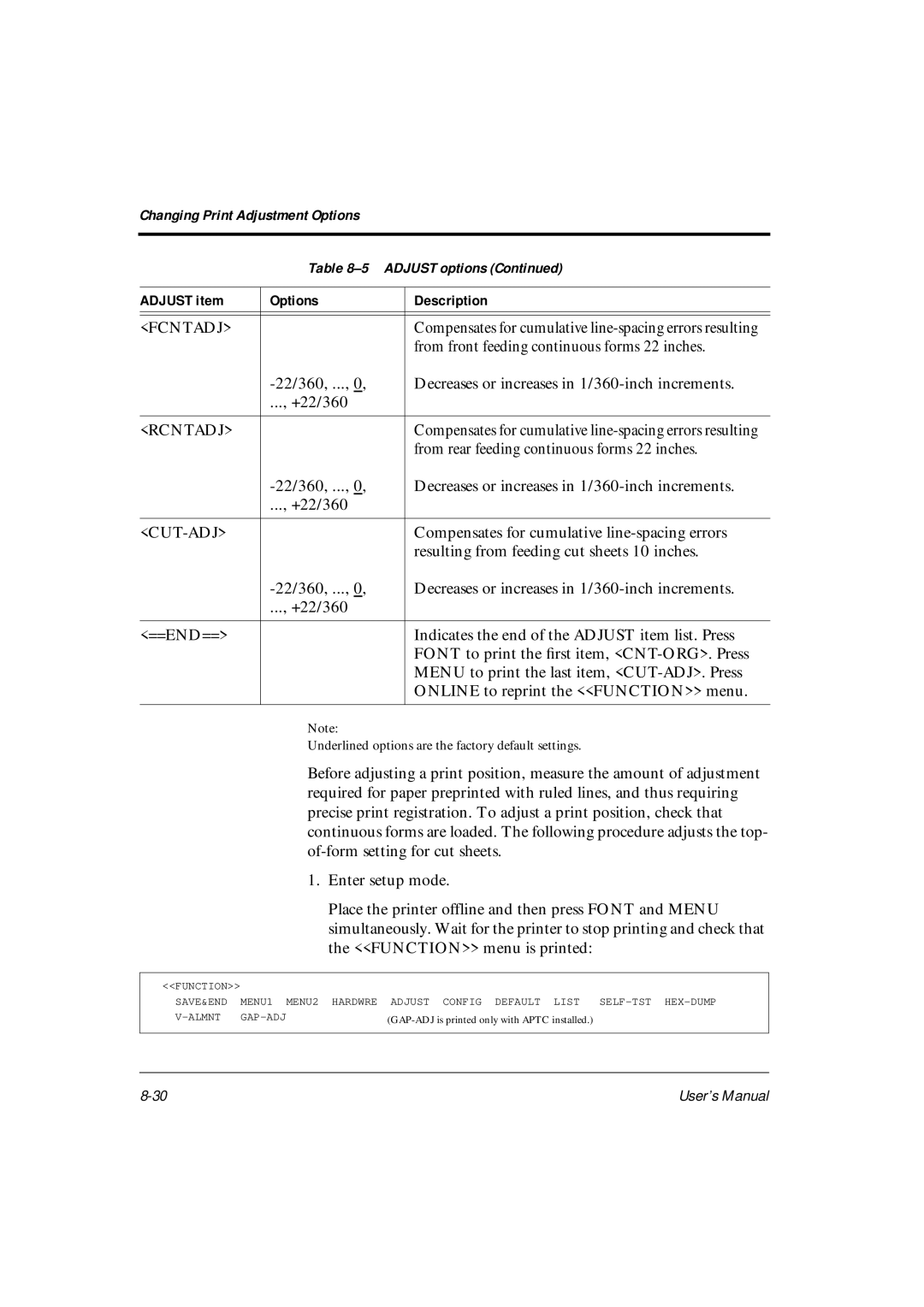 Fujitsu DL6400Pro, DL6600Pro user manual Fcntadj, Rcntadj, Cut-Adj 