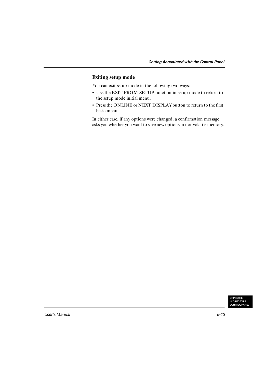 Fujitsu DL6600Pro, DL6400Pro user manual Exiting setup mode 