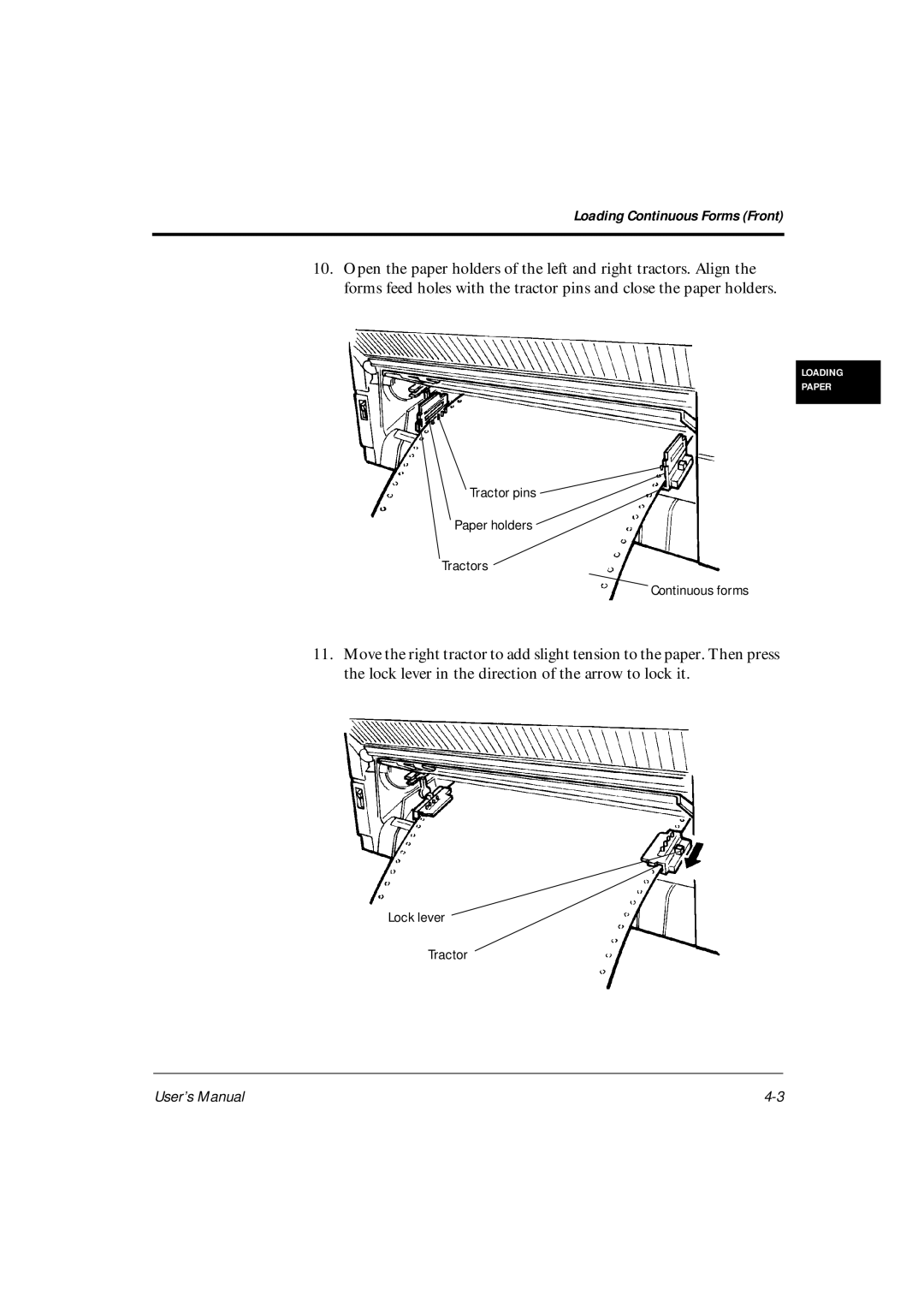 Fujitsu DL6600Pro, DL6400Pro user manual Tractor pins Paper holders Tractors Continuous forms 