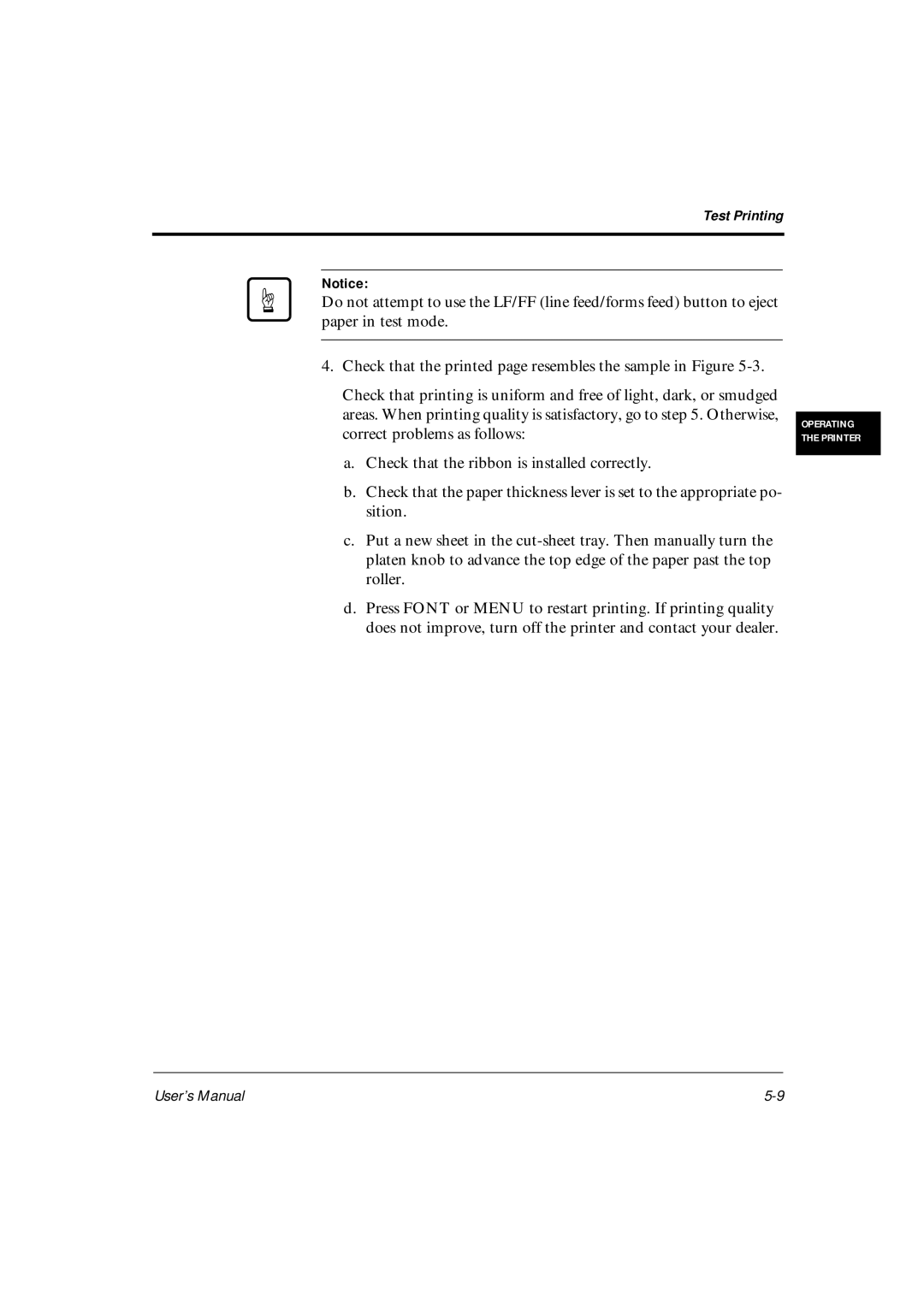 Fujitsu DL6600Pro, DL6400Pro user manual Test Printing 