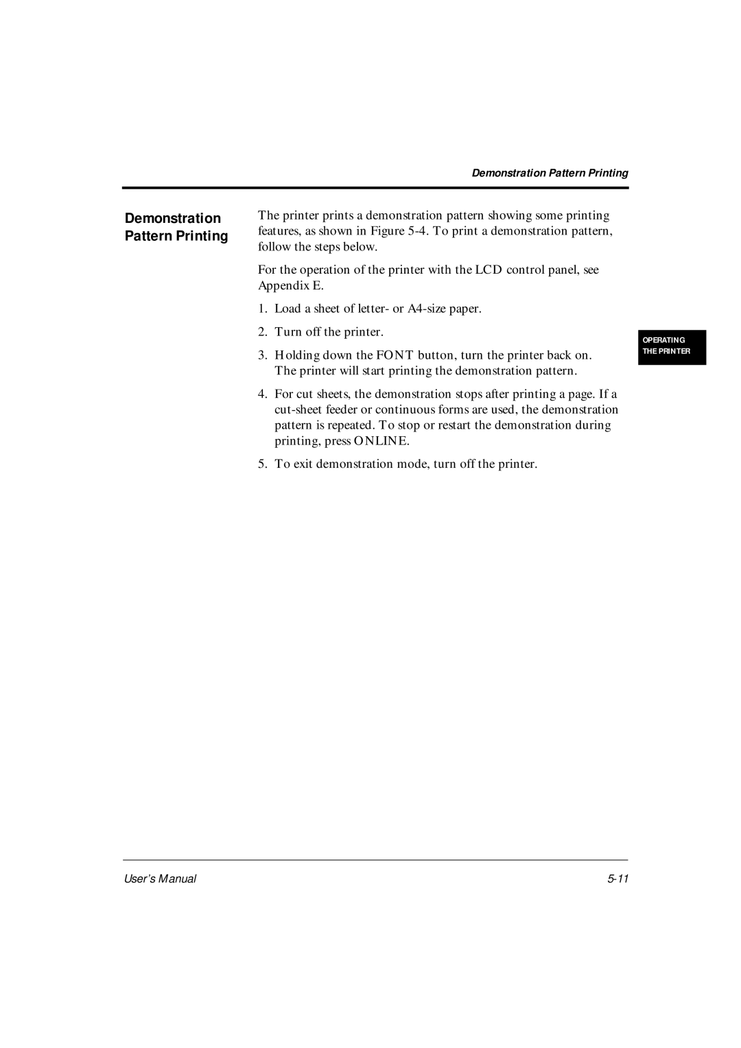 Fujitsu DL6600Pro, DL6400Pro user manual Demonstration Pattern Printing 