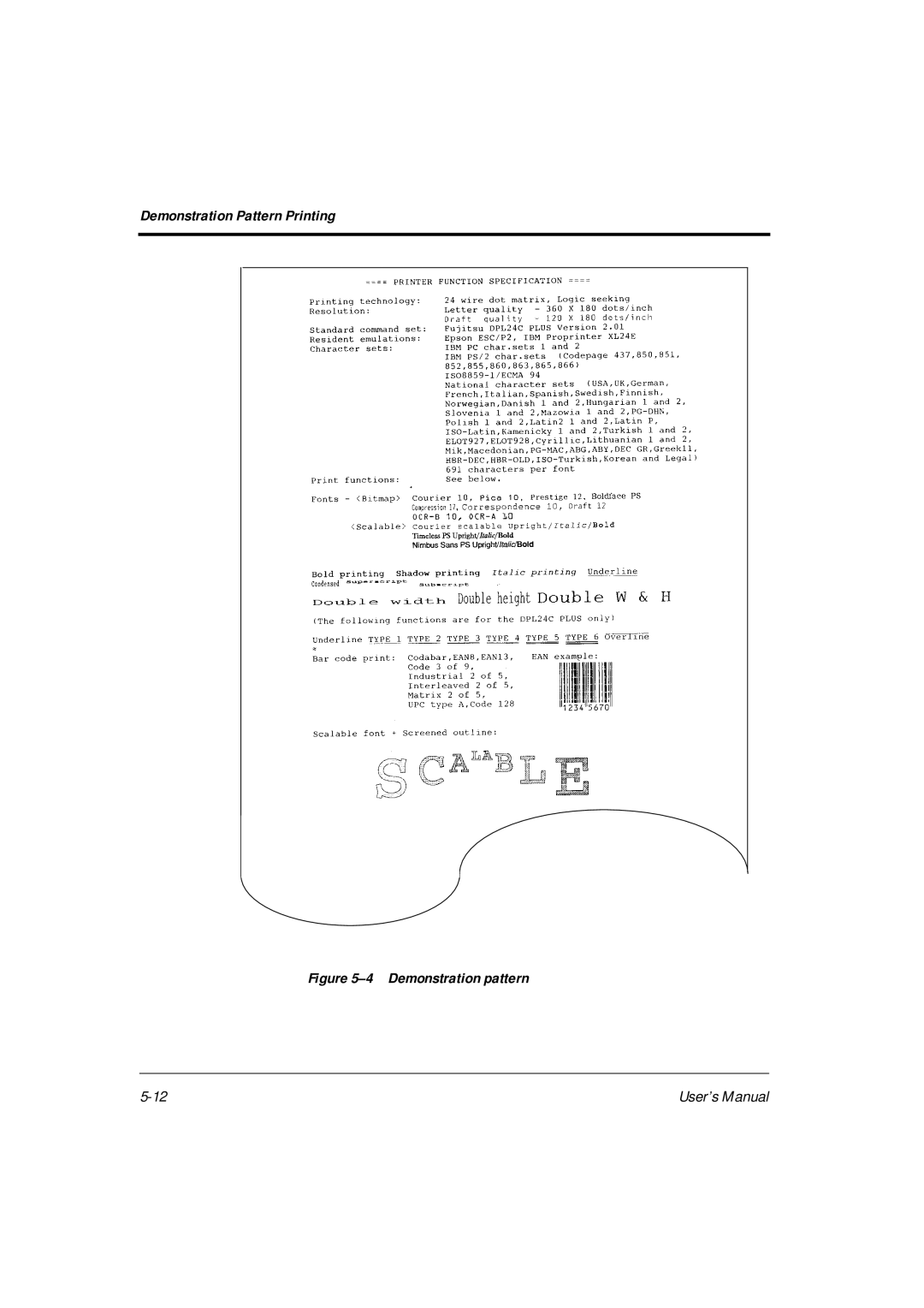 Fujitsu DL6400Pro, DL6600Pro user manual Demonstration pattern 