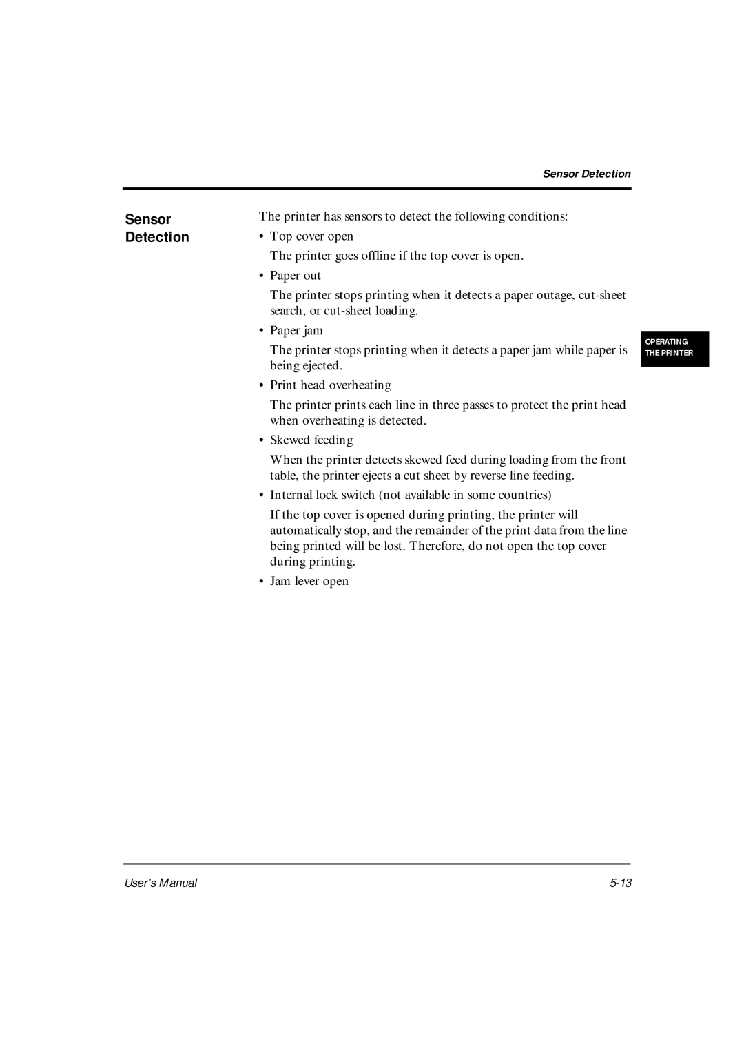 Fujitsu DL6600Pro, DL6400Pro user manual Sensor Detection 