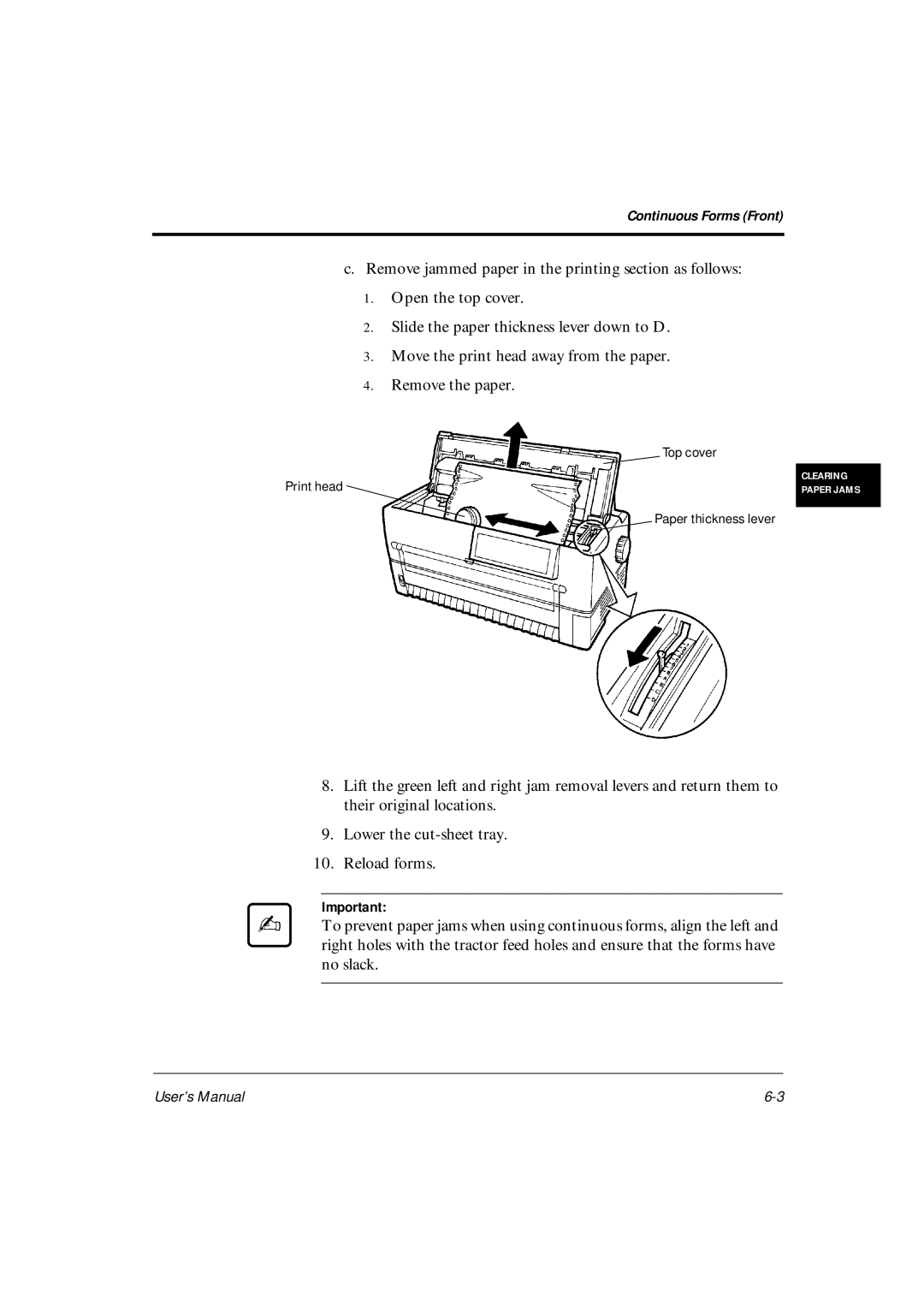 Fujitsu DL6600Pro, DL6400Pro user manual Top cover Print head Paper thickness lever 