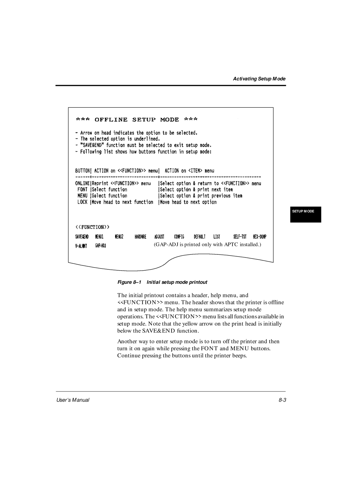 Fujitsu DL6600Pro, DL6400Pro user manual Initial setup mode printout 