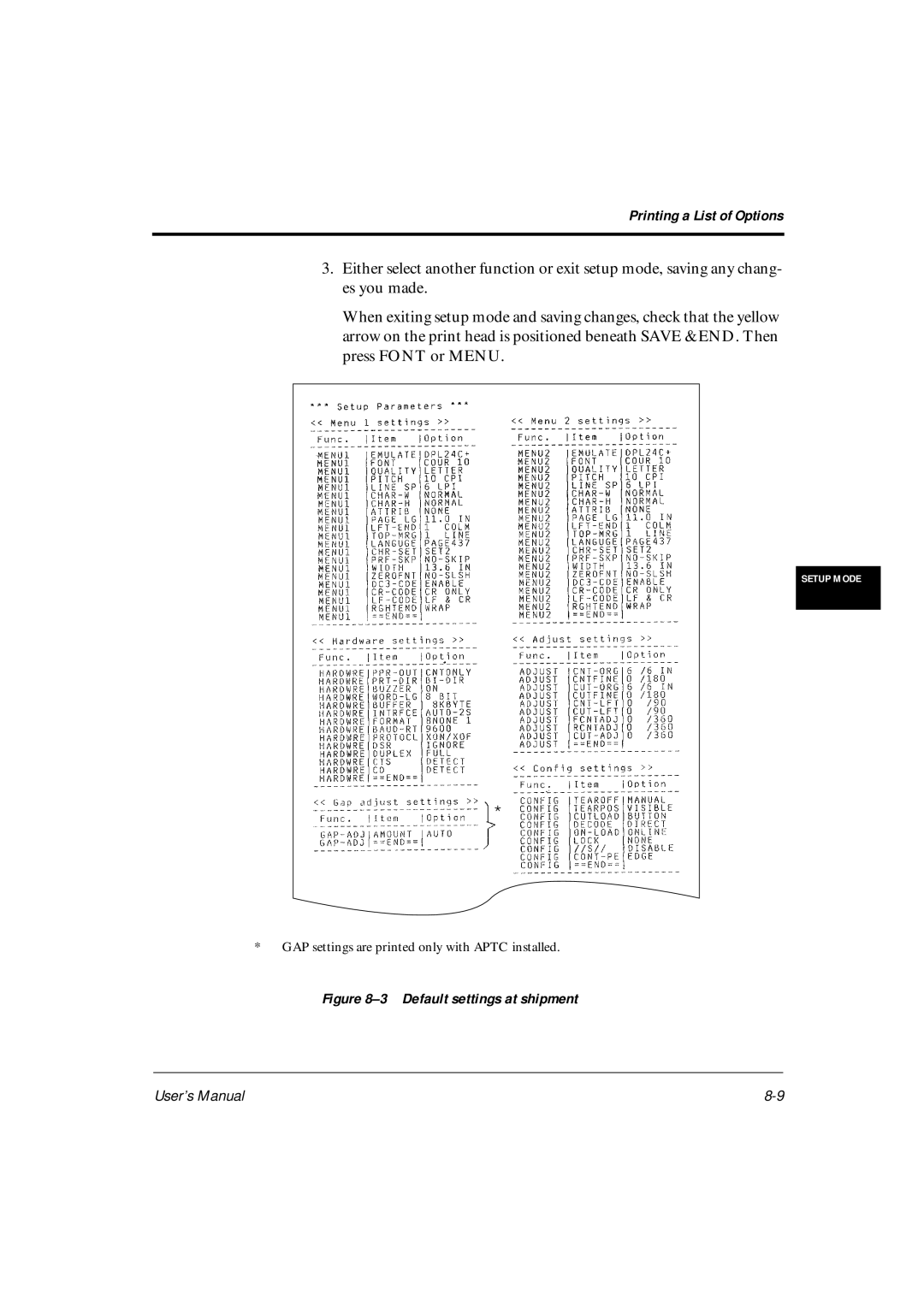 Fujitsu DL6600Pro, DL6400Pro user manual Default settings at shipment 