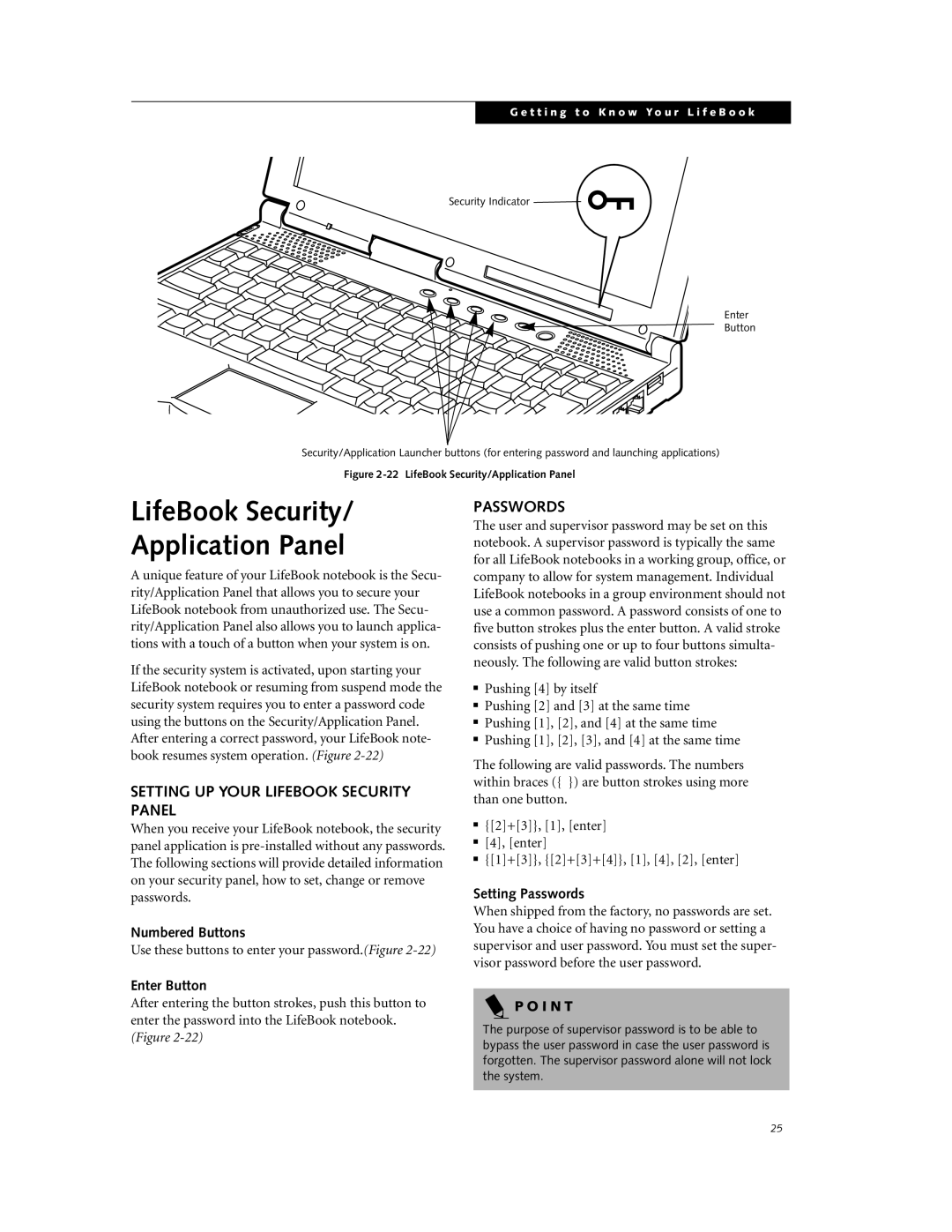 Fujitsu DVD Player manual LifeBook Security Application Panel, Setting UP Your Lifebook Security Panel, Passwords 