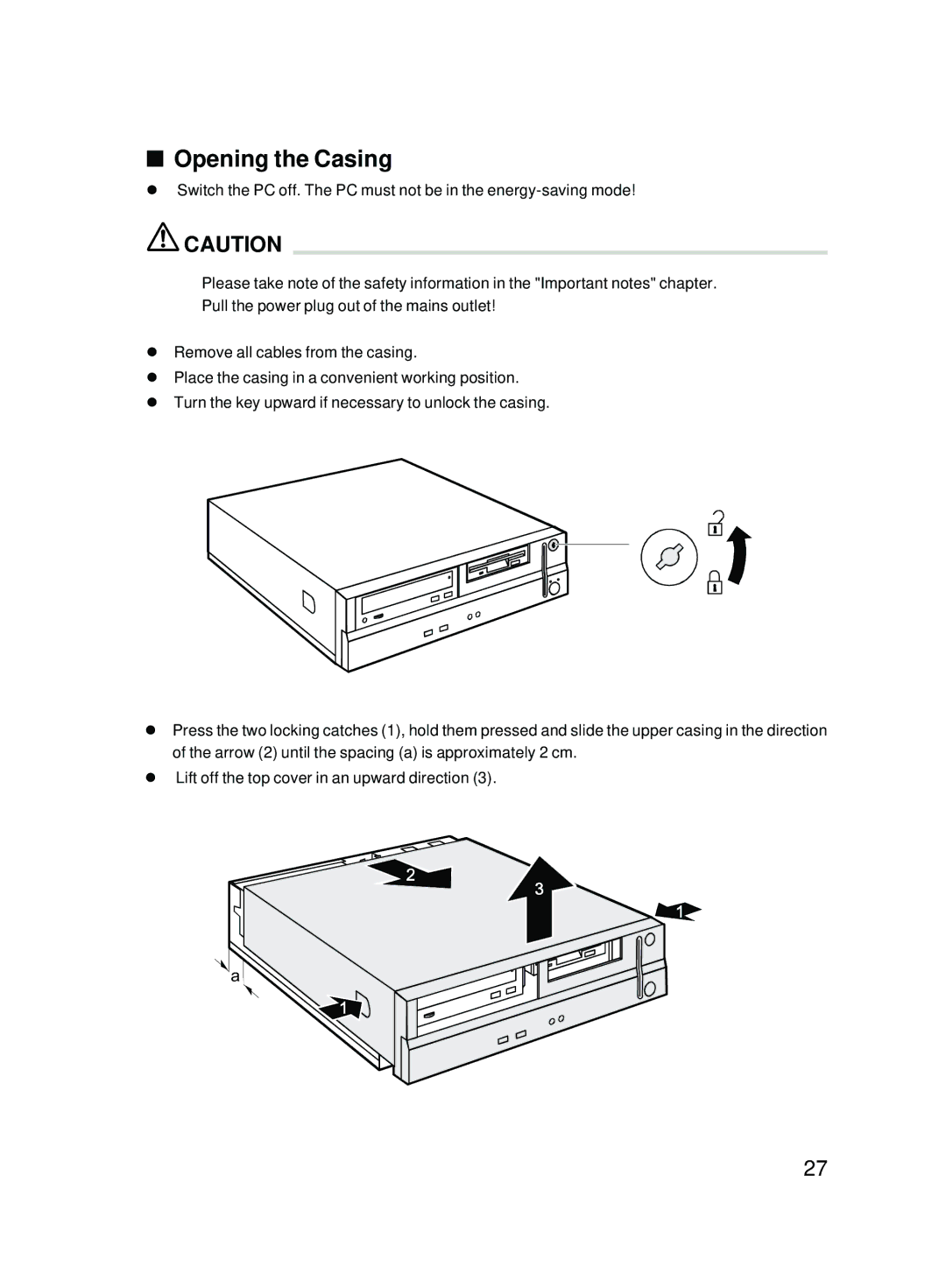 Fujitsu E600 user manual Opening the Casing 