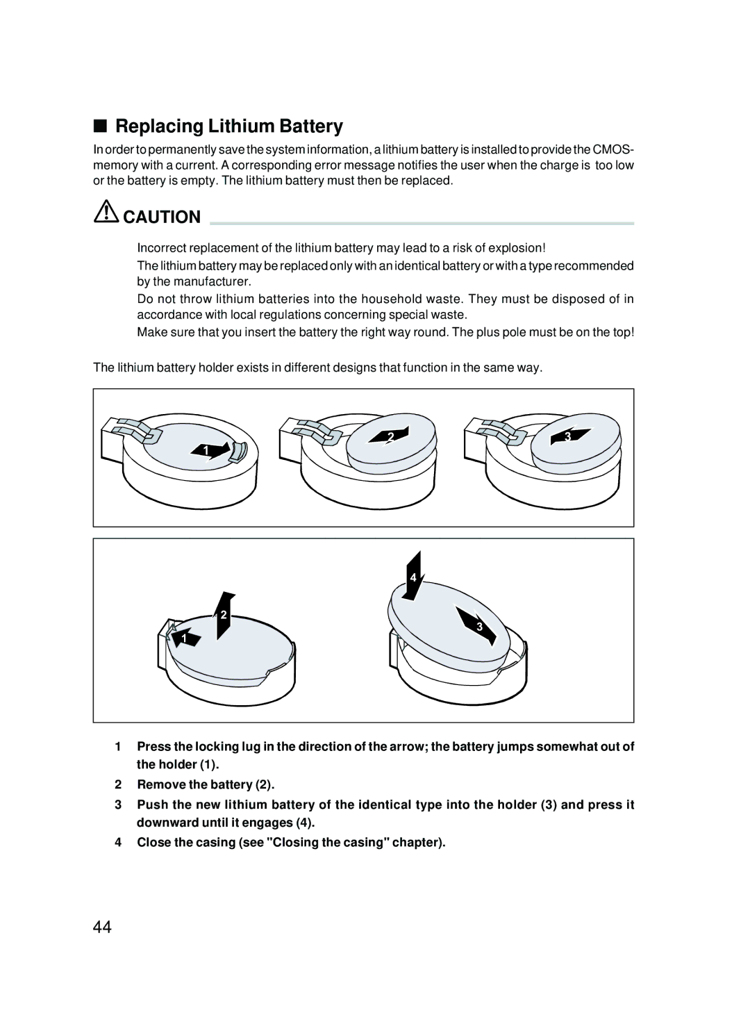 Fujitsu E600 user manual Replacing Lithium Battery 