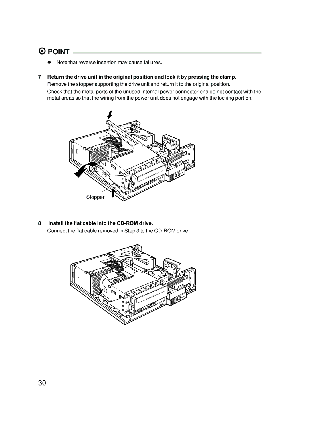 Fujitsu E623 user manual Install the flat cable into the CD-ROM drive 