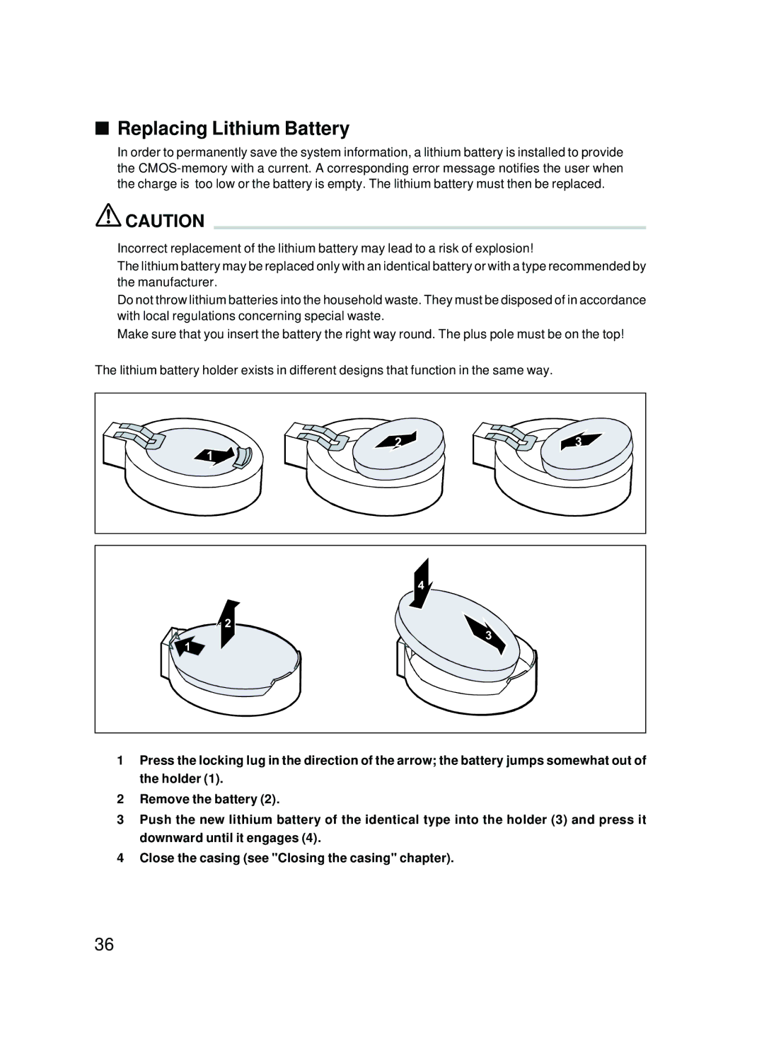 Fujitsu E623 user manual Replacing Lithium Battery 