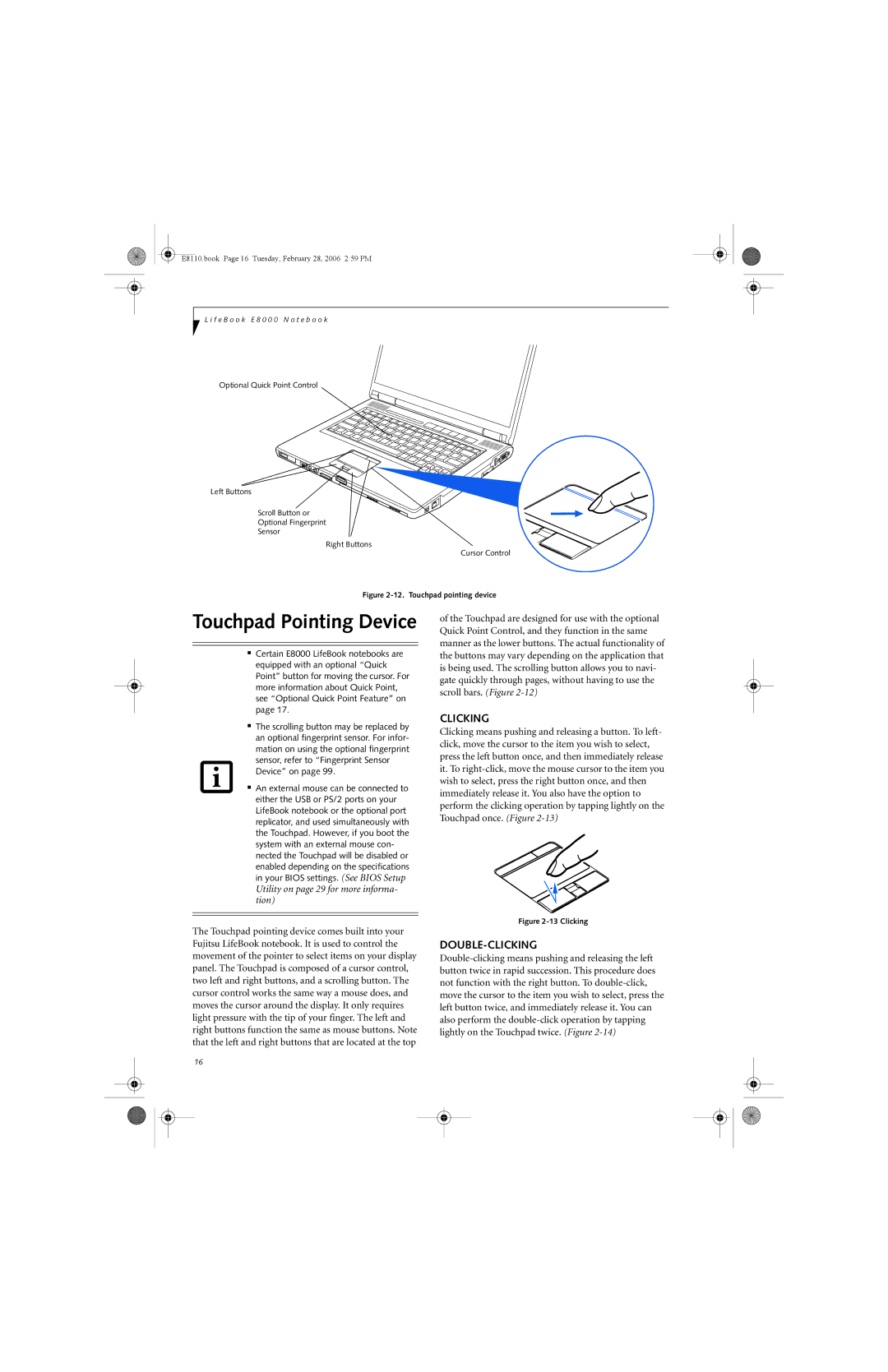 Fujitsu E8110 manual Double-Clicking 