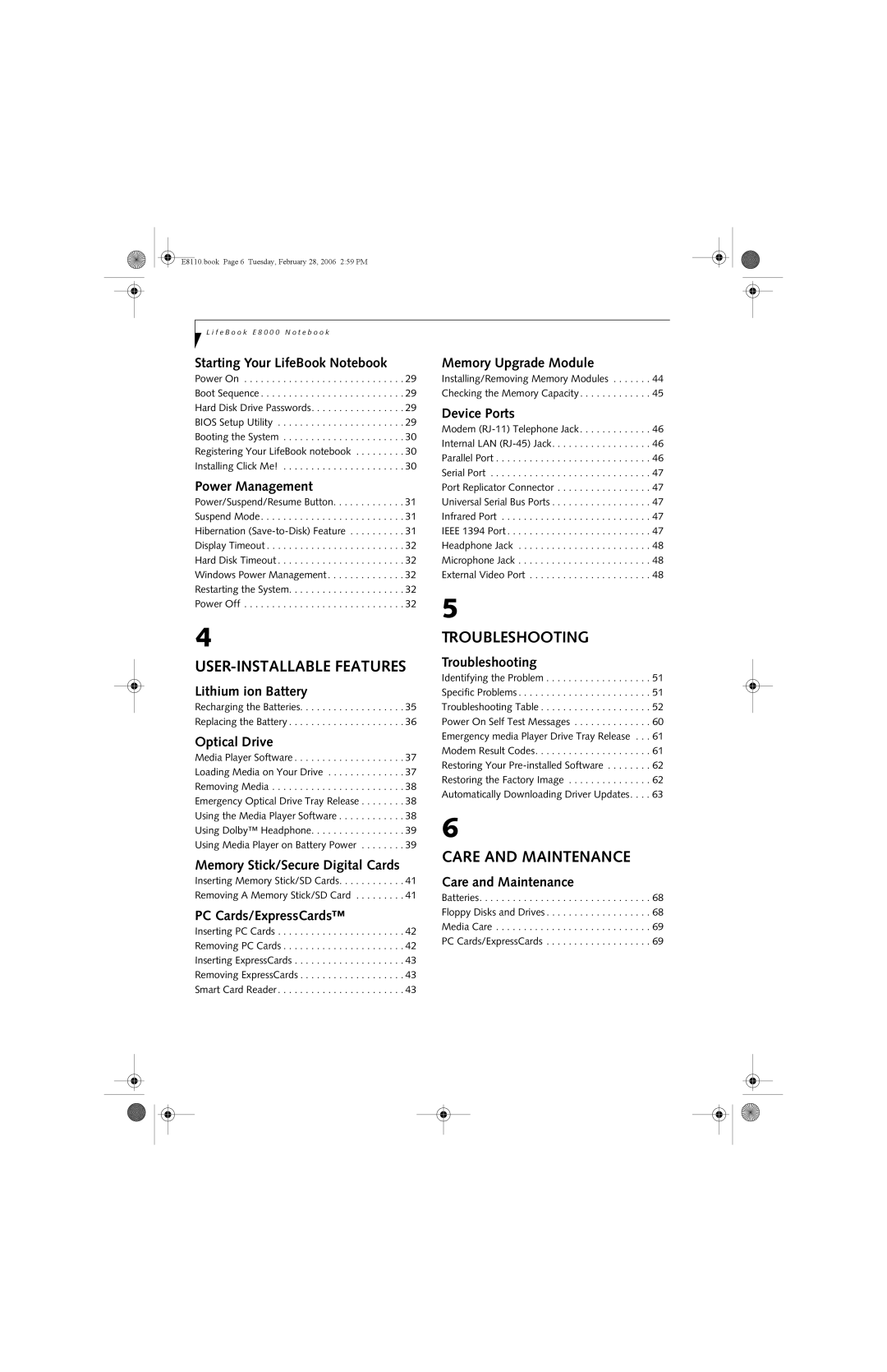 Fujitsu E8110 manual Troubleshooting 