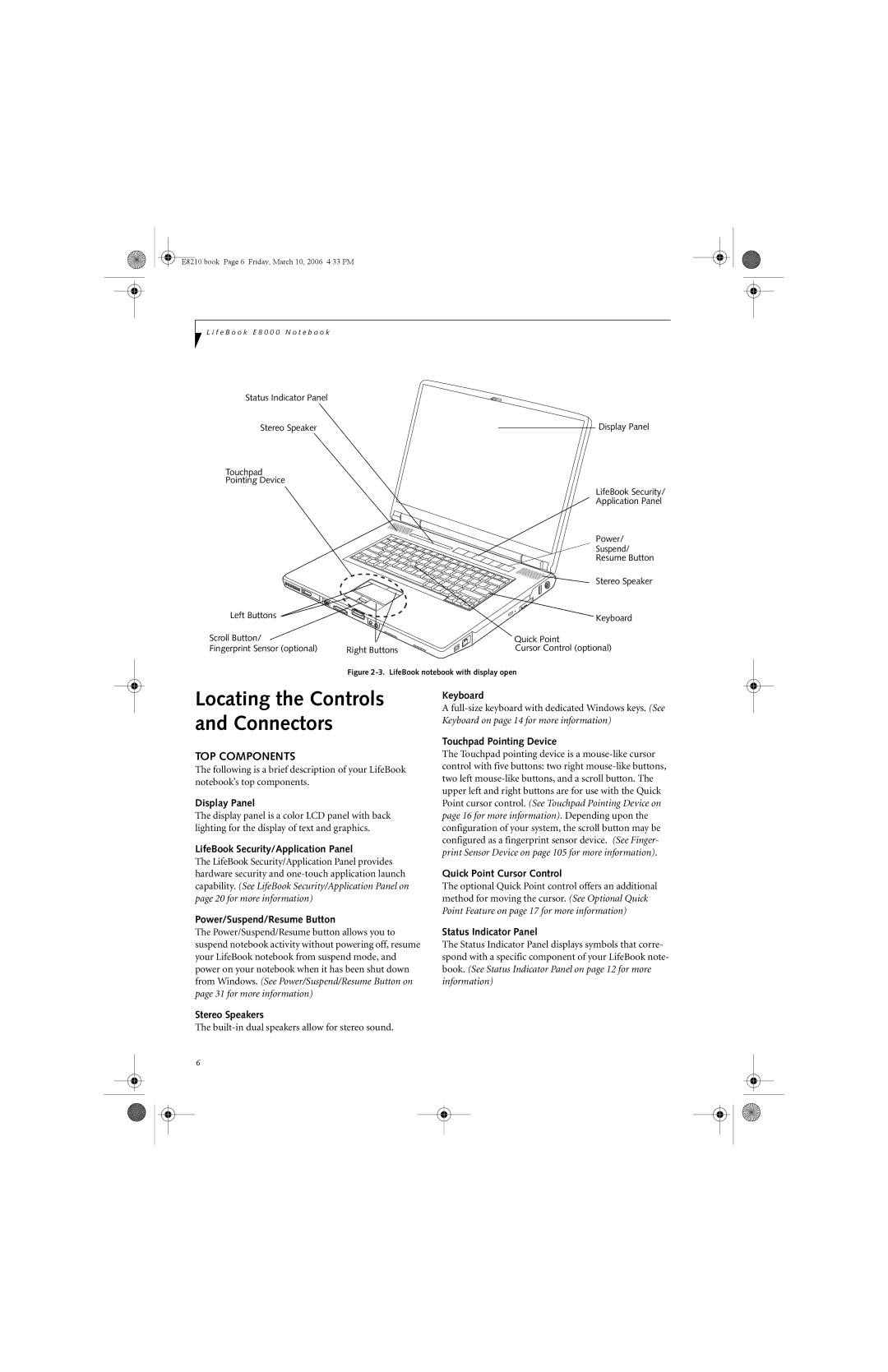 Fujitsu E8210 manual TOP Components 