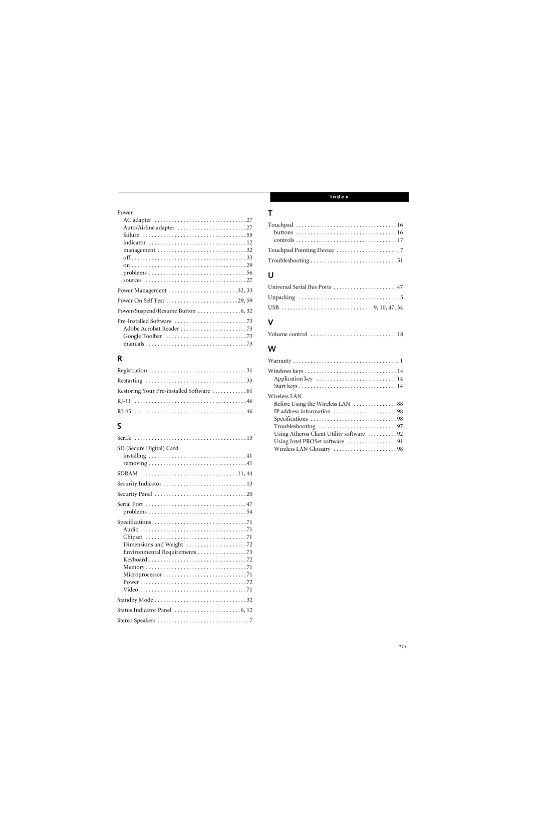 Fujitsu E8310 manual Power 