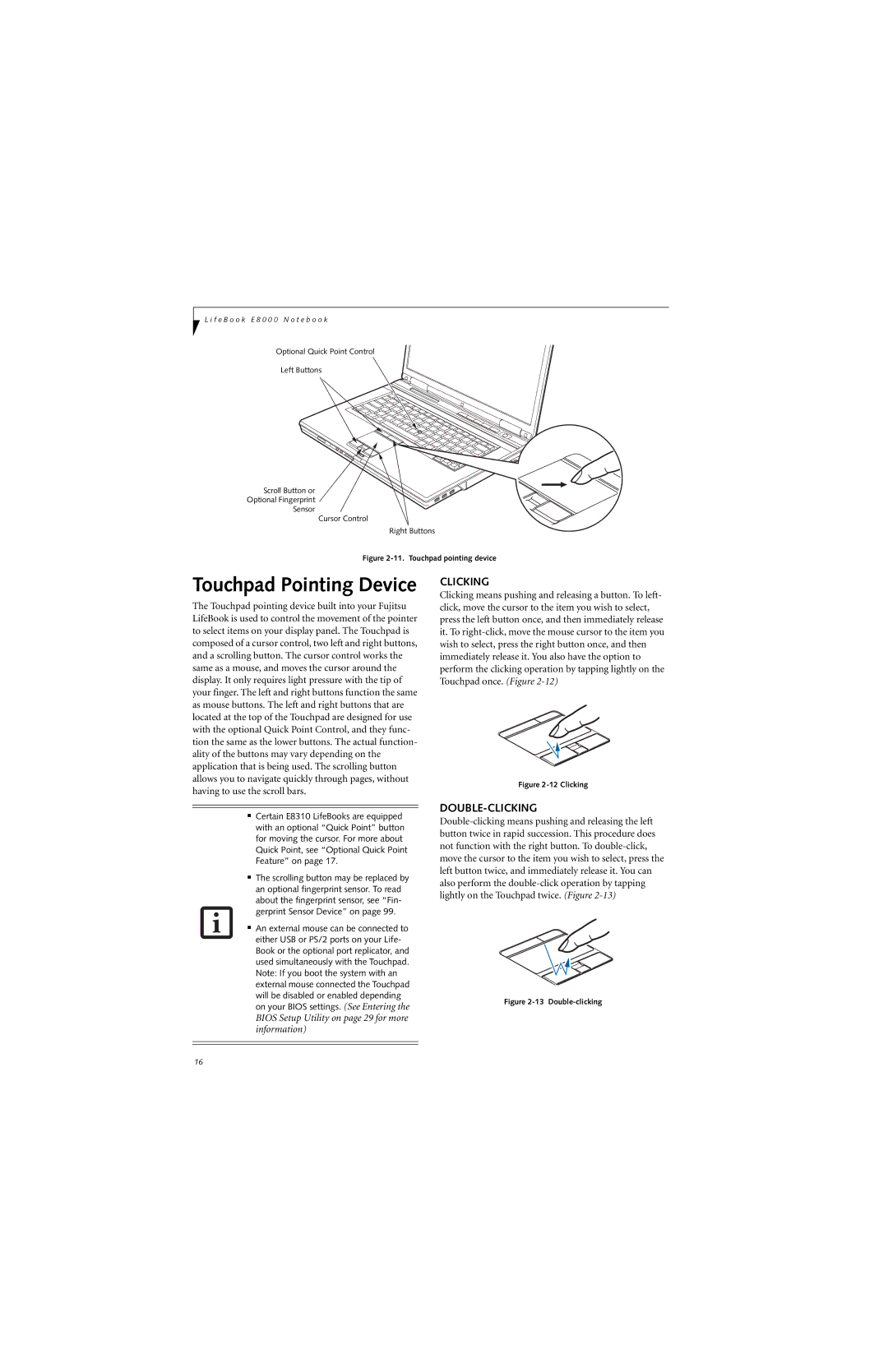 Fujitsu E8310 manual Double-Clicking 