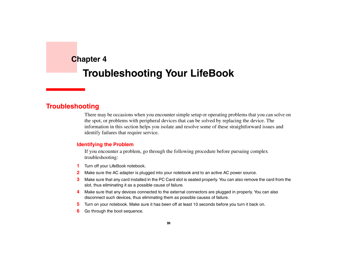 Fujitsu E8410 manual Troubleshooting Your LifeBook 