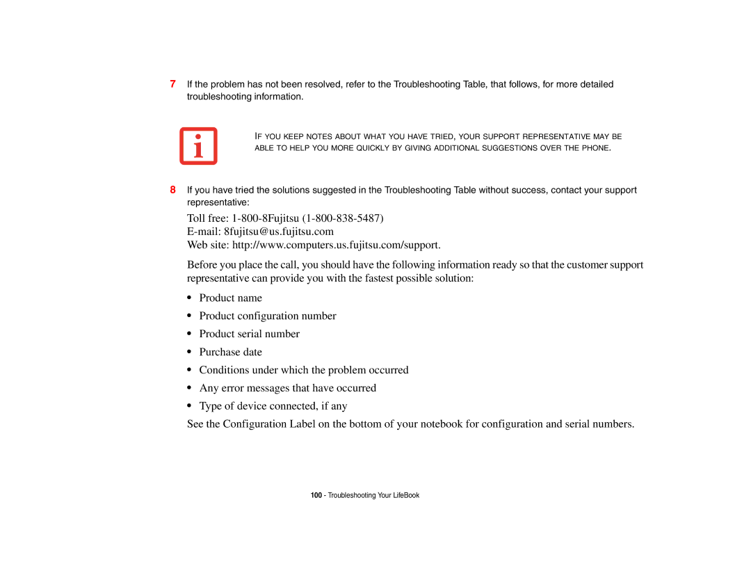 Fujitsu E8410 manual Troubleshooting Your LifeBook 