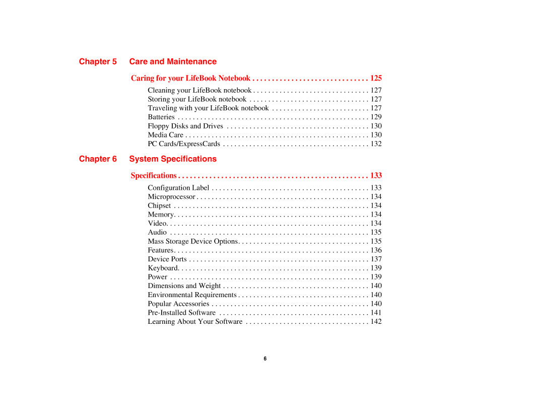 Fujitsu E8410 manual Care and Maintenance, System Specifications 