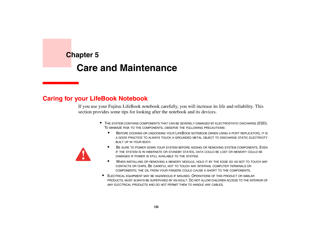 Fujitsu E8410 manual Care and Maintenance, Caring for your LifeBook Notebook 