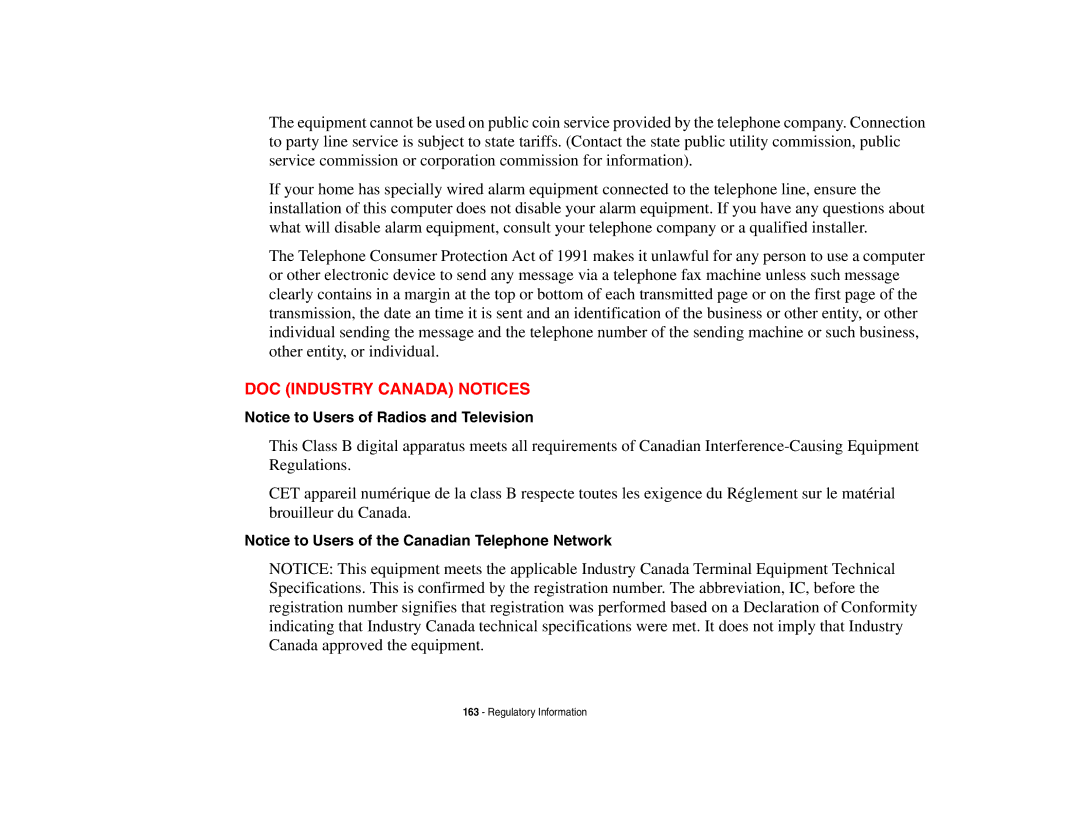 Fujitsu E8410 manual DOC Industry Canada Notices 