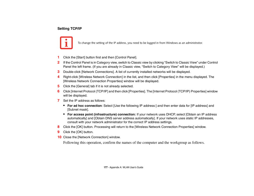 Fujitsu E8410 manual Setting TCP/IP 