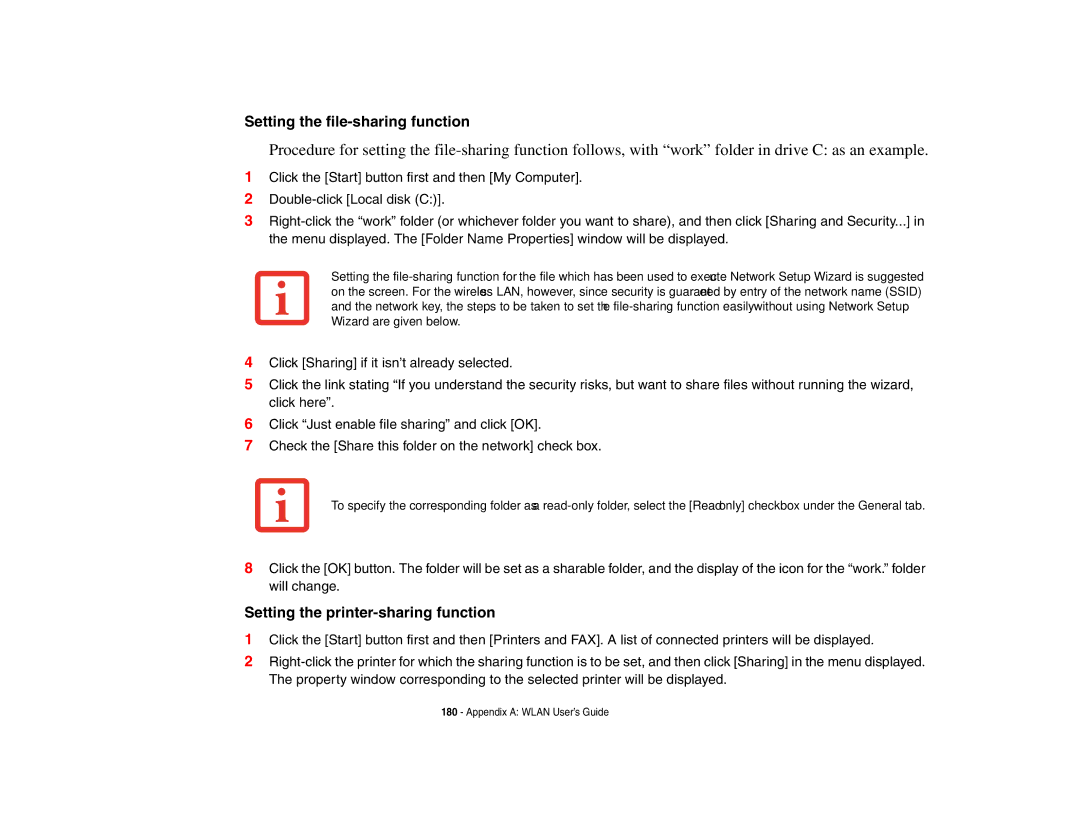 Fujitsu E8410 manual Setting the printer-sharing function 